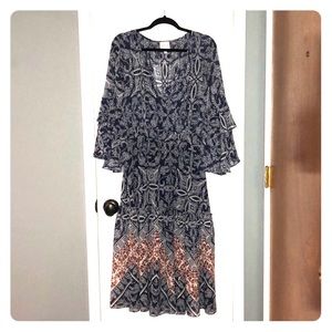 Midi Flutter Sleeve Dress with Boho Details